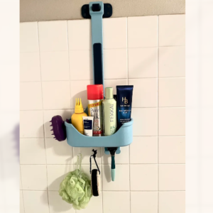 Wall Mounted Shower Caddy with Accessory Hooks
